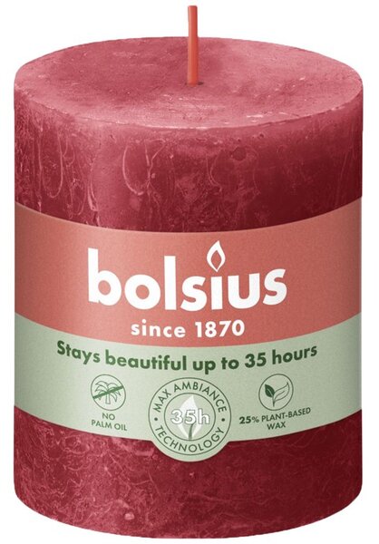 Bolsius Rustic Shine Válec 68x80mm Delicate Red, červená svíčka