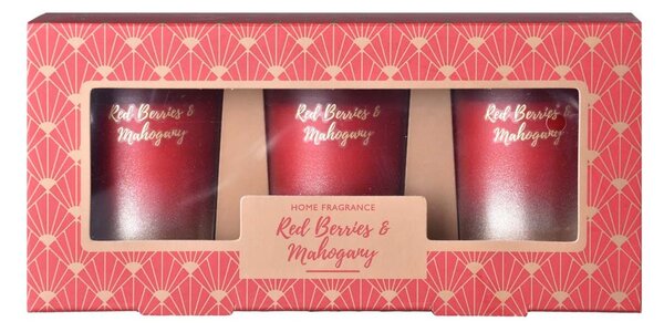 Emocio votiv 3ks vonná svíčka, v dárkové krabičce Red Berries & Mahogany