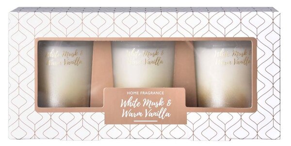 Emocio votiv 3ks vonná svíčka, v dárkové krabičce White Musk & Warm Vanilla
