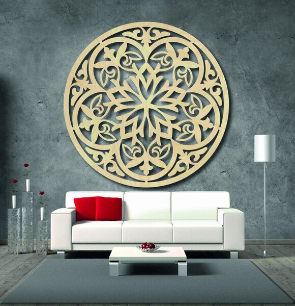 Kouzelná dřevěná mandala - obrázek na stěně: Překližka - Silver barva Rozměr 40 cm 3941-48101 PR0320
