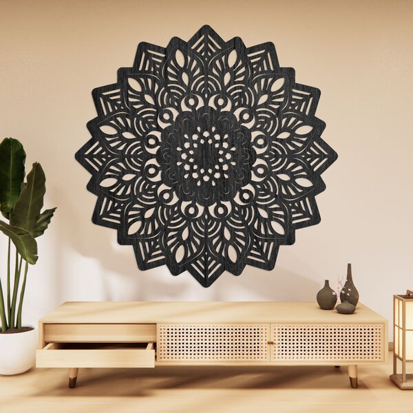 Dřevěná dekorace na zeď mandala slunce - SOLIS: Překližka Topol - Honey 3071 20 cm 3939-99385 PR0319-B