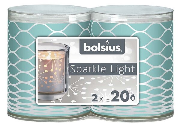 Bolsius Sparkle Light 2 ks 52x65mm Net tyrkysová svíčka