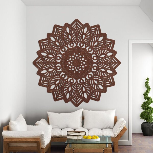 Dřevěná dekorace na zeď mandala slunce - SOLIS: Překližka Topol - Honey 3071 20 cm 3939-99385 PR0319-B