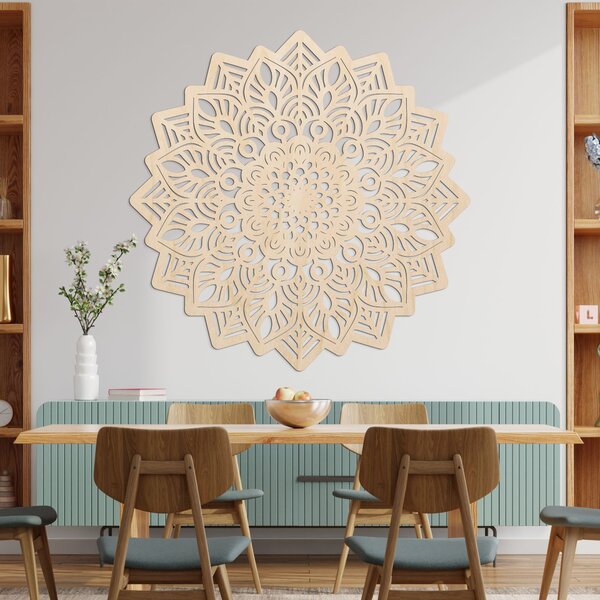 Dřevěná dekorace na zeď mandala slunce - SOLIS: Překližka Topol - Honey 3071 20 cm 3939-99385 PR0319-B