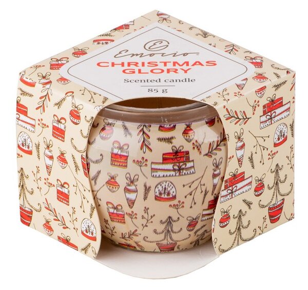 Emocio Sklo Dekor 70x62 mm Christmas Glory - Cookie and Cream, vonná svíčka