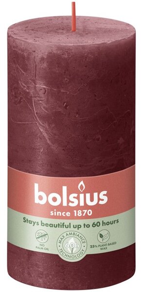 Bolsius Rustic Shine Válec 68x130mm Velvet Red, bordó svíčka