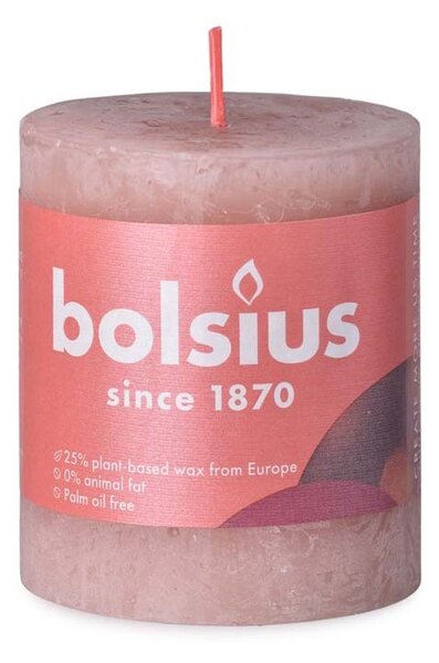 Bolsius Rustic Shine Válec 68x80mm Misty Pink, růžová svíčka