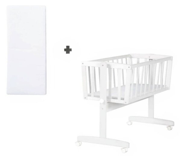 Bílá kolébka na kolečkách 40x90 cm – Roba