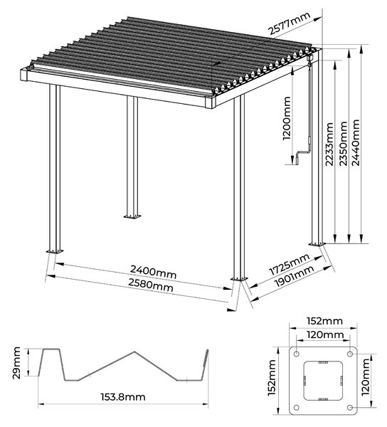 PERGOLA velikost: 258/235/258 cm Gardenson - Online Only zastínění, Online Only