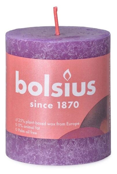 Bolsius Rustic Shine Válec 68x80mm Vibrant Violet, fialová svíčka