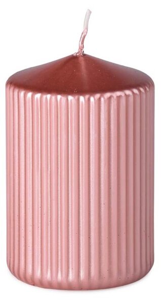 Rýhovaná Válec 65x100mm Rosegold metalik, růžová svíčka