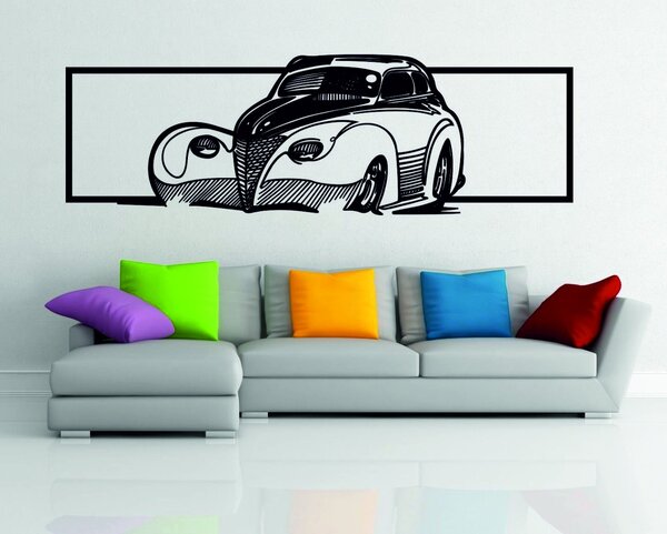 Retro stylizované dřevěné auto - dekorativní obraz na zeď - SAMUEL: Přírodní překližka - Topol přírodní 119 x 35 cm 3949-48935 PR0326