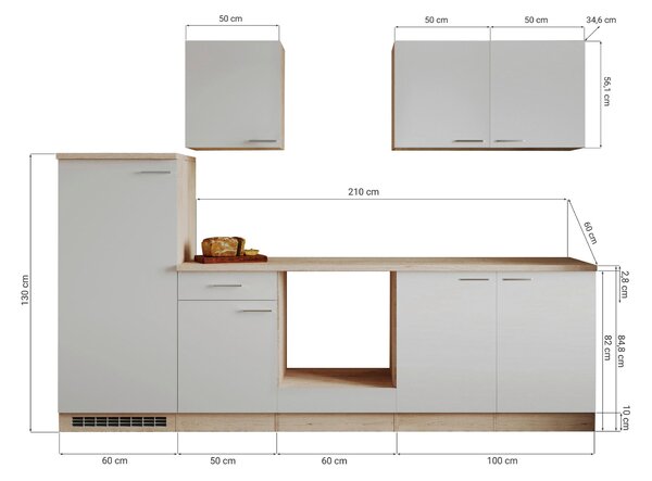KUCHYŇSKÝ BLOK BEZ SPOTŘEBIČŮ 270 cm Respekta - Online Only kuchyňské linky, Online Only