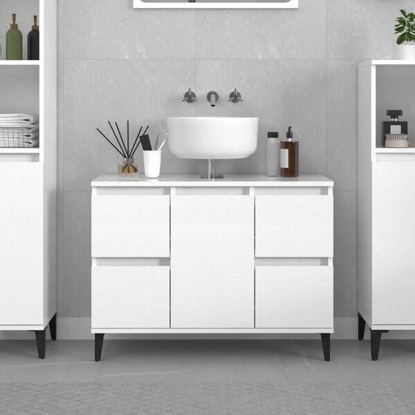 Umyvadlová skříňka bílá s vysokým leskem 80x33x60 cm kompozit