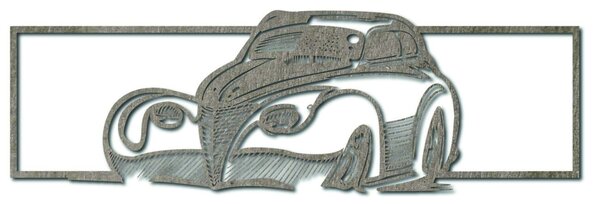Retro stylizované dřevěné auto - dekorativní obraz na zeď - SAMUEL: Přírodní překližka - Topol přírodní 119 x 35 cm 3949-48935 PR0326
