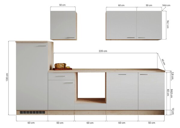 KUCHYŇSKÝ BLOK BEZ SPOTŘEBIČŮ 280 cm Respekta - Online Only kuchyňské linky, Online Only