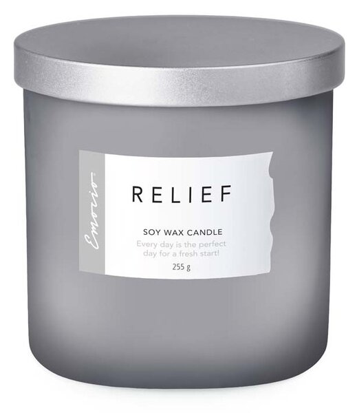 Emocio Wellness vonná svíčka s kovovým víčkem Relief, sojová 95x95mm