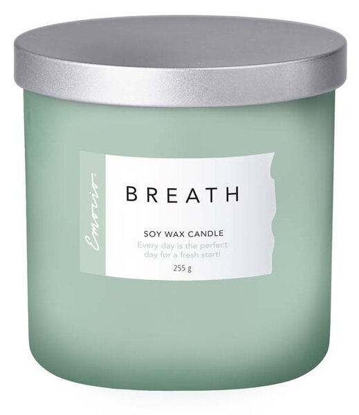 Emocio Wellness vonná svíčka s kovovým víčkem Breath, sojová 95x95mm