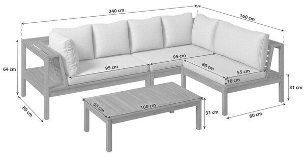 TERASOVÁ SEDACÍ SOUPRAVA dřevo, plast Gardenson - Online Only zahradní nábytek, Online Only