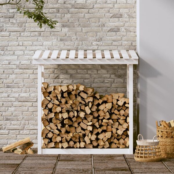 Stojan na dřevo bílý 108x64,5x110 cm masivní borovice