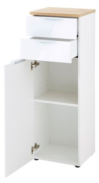 Bílá přírodní vysoká koupelnová skříňka v dekoru dubu 39x112 cm Pescara – Germania