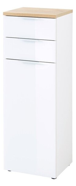 Bílá přírodní vysoká koupelnová skříňka v dekoru dubu 39x112 cm Pescara – Germania