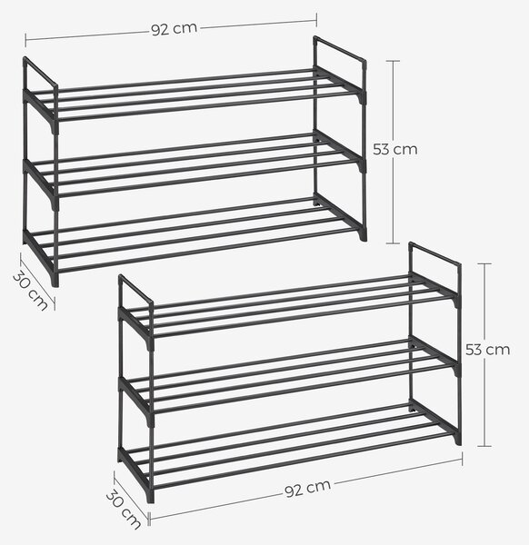SADA REGÁLŮ NA BOTY 2 ks, černá, 92/53/30 cm Boxxx - Online Only šatny & botníky, Online Only