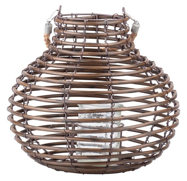 Proutěná lampa s uchem - hnědá, 28 × 11 × 25 cm