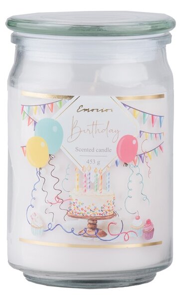 Vonná svíčka Emocio Birthday 93×142 mm se skleněným víčkem