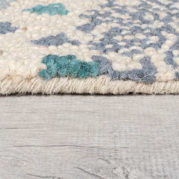 Modrý/béžový ručně tkaný vlněný koberec 120x170 cm Eloise Patchwork – Flair Rugs
