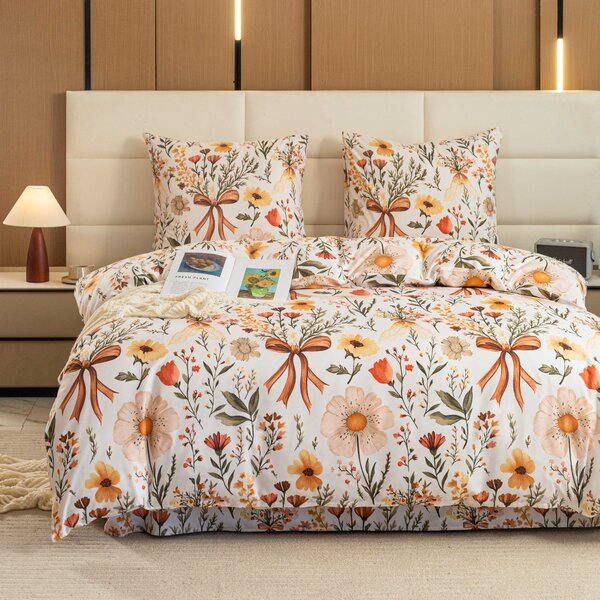 Povlečení z mikrovlákna FLORAL RIBBON krémové Rozměr povlečení: 70 x 90 cm | 140 x 220 cm
