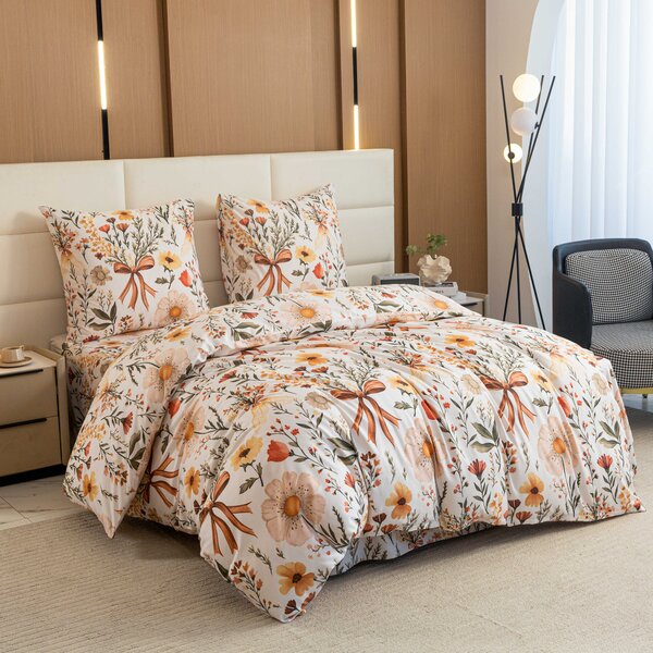 Povlečení z mikrovlákna FLORAL RIBBON krémové Rozměr povlečení: 70 x 90 cm | 140 x 220 cm