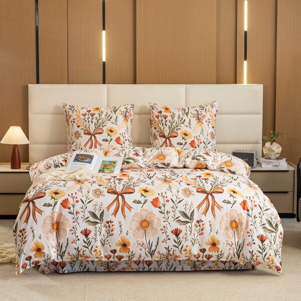 Povlečení z mikrovlákna FLORAL RIBBON krémové Rozměr povlečení: 70 x 90 cm | 140 x 220 cm