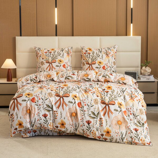 Povlečení z mikrovlákna FLORAL RIBBON krémové Rozměr povlečení: 70 x 90 cm | 140 x 220 cm