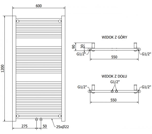Mexen Mars, elektrické topné těleso 1200 x 600 mm, 600 W, černá, W110-1200-600-6600-70