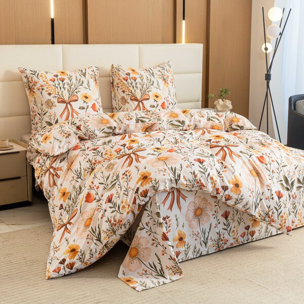 Povlečení z mikrovlákna FLORAL RIBBON krémové Rozměr povlečení: 70 x 90 cm | 140 x 220 cm