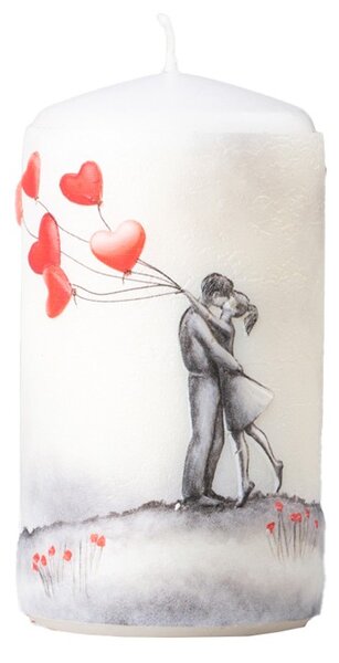 Válec Milenci s balonky, svíčka 60x110 mm