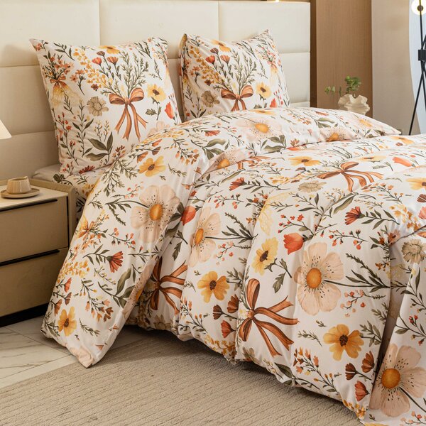 Povlečení z mikrovlákna FLORAL RIBBON krémové Rozměr povlečení: 70 x 90 cm | 140 x 220 cm