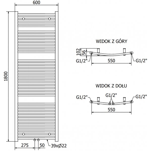 Mexen Ares, elektrické topné těleso 1800 x 600 mm, 1200 W, černá, W102-1800-600-6120-70
