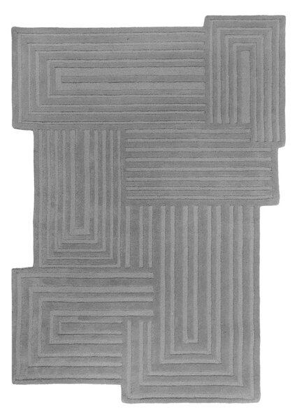 Šedý ručně tkaný vlněný koberec 160x230 cm Zen Rectangles – Flair Rugs