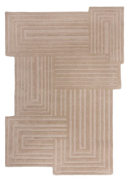 Béžový ručně tkaný vlněný koberec 160x230 cm Zen Rectangles – Flair Rugs