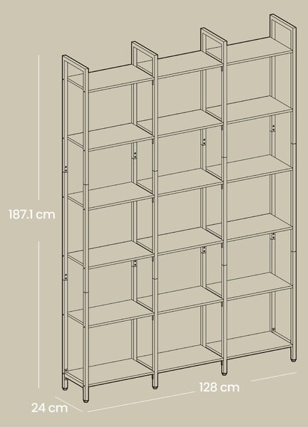 REGÁL, hnědá, černá, ocel, 128/187,1/24 cm Boxxx - Online Only regály & police, Online Only