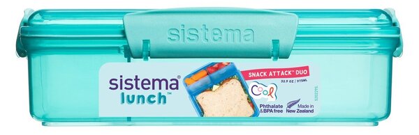 Sistema Dělený svačinový box Lunch Snack Attack Duo s 2 oddělenými přihrádkami 975 ml, mátová