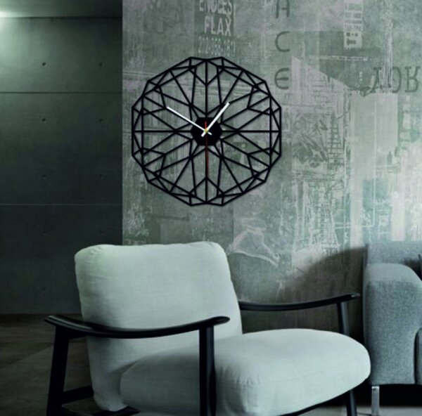 Geometrické nástěnné hodiny také černé X0097: Šedá kovová Ral 7005 Stříbrné ručičky Rozměr 30 x 30 cm 3997-53161 X0097 PLEXI SKLO
