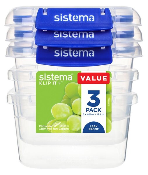 Sistema Vodotěsná krabička na potraviny KLIP IT PLUS sada 3 ks 2 klipy 400 ml