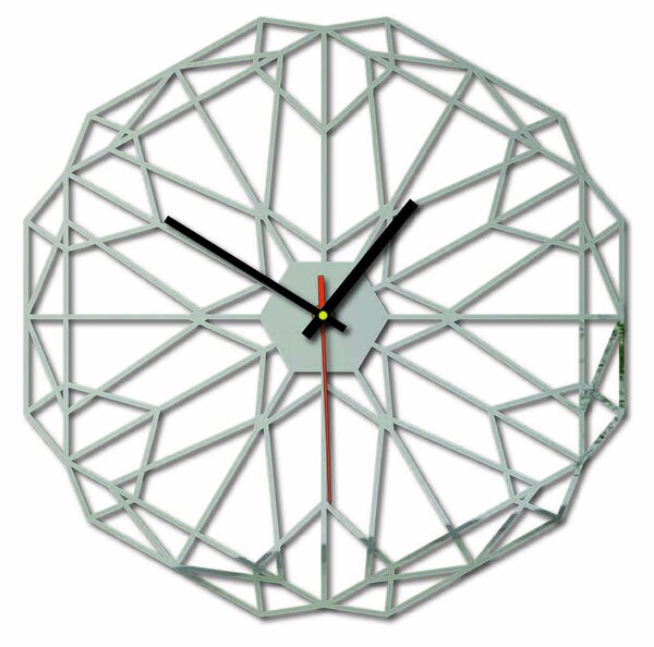 Geometrické nástěnné hodiny také černé X0097: Šedá kovová Ral 7005 Stříbrné ručičky Rozměr 30 x 30 cm 3997-53161 X0097 PLEXI SKLO