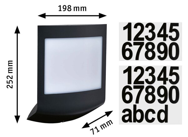 P 94509 LED venkovní nástěnné svítidlo Smart Home Zigbee Padea soumrakový senzor neláká hmyz IP44 198x71mm CCT 8,2W 230V antracit umělá hmota - PAULMANN