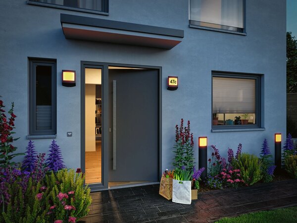 P 94509 LED venkovní nástěnné svítidlo Smart Home Zigbee Padea soumrakový senzor neláká hmyz IP44 198x71mm CCT 8,2W 230V antracit umělá hmota - PAULMANN