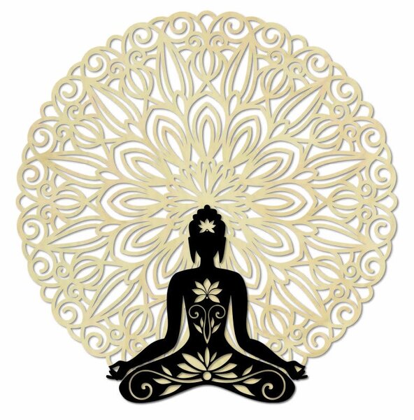 3D nástěnná dekorace Buddha v mandale 50, 70, 90 cm: Překližka Topol Překližka Topol Rozměr 50 cm 4007-54819 PR0367