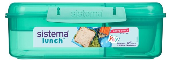 Sistema Dělený svačinový box Lunch Bento s nádobou na jogurt a 2 tácky 1,65 l, mátová